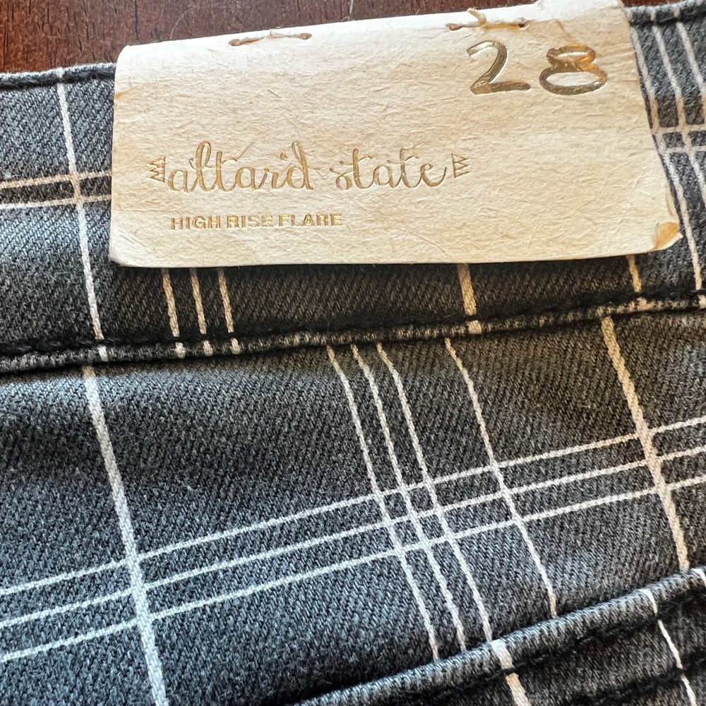 Altar'd State Black Plaid Jeans with White Windowpane - Picture 8 of 9